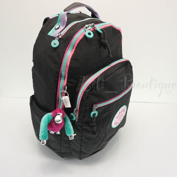 Kipling Seoul Backpack Laptop Travel Bag KI4215 Polyester Rainbow Fun Jet Black main image 5